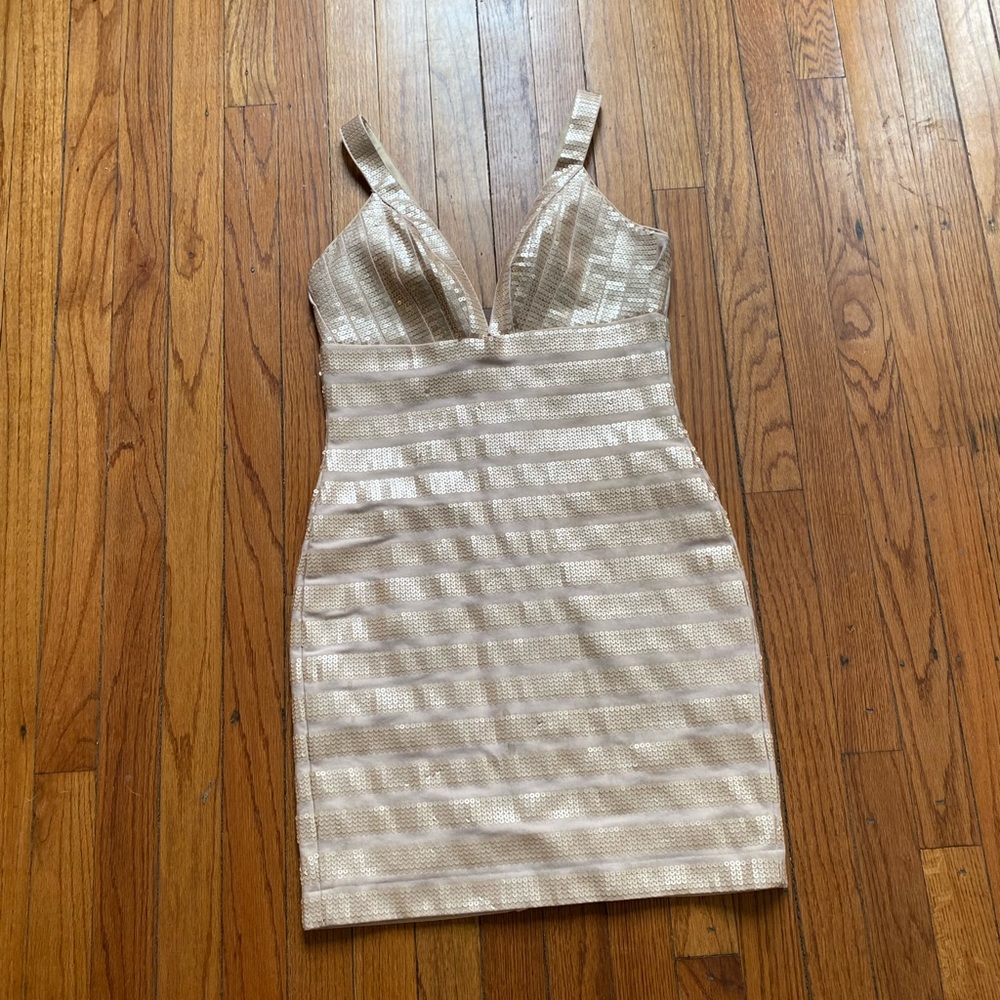 Bebe sequin rose gold Body-con dress